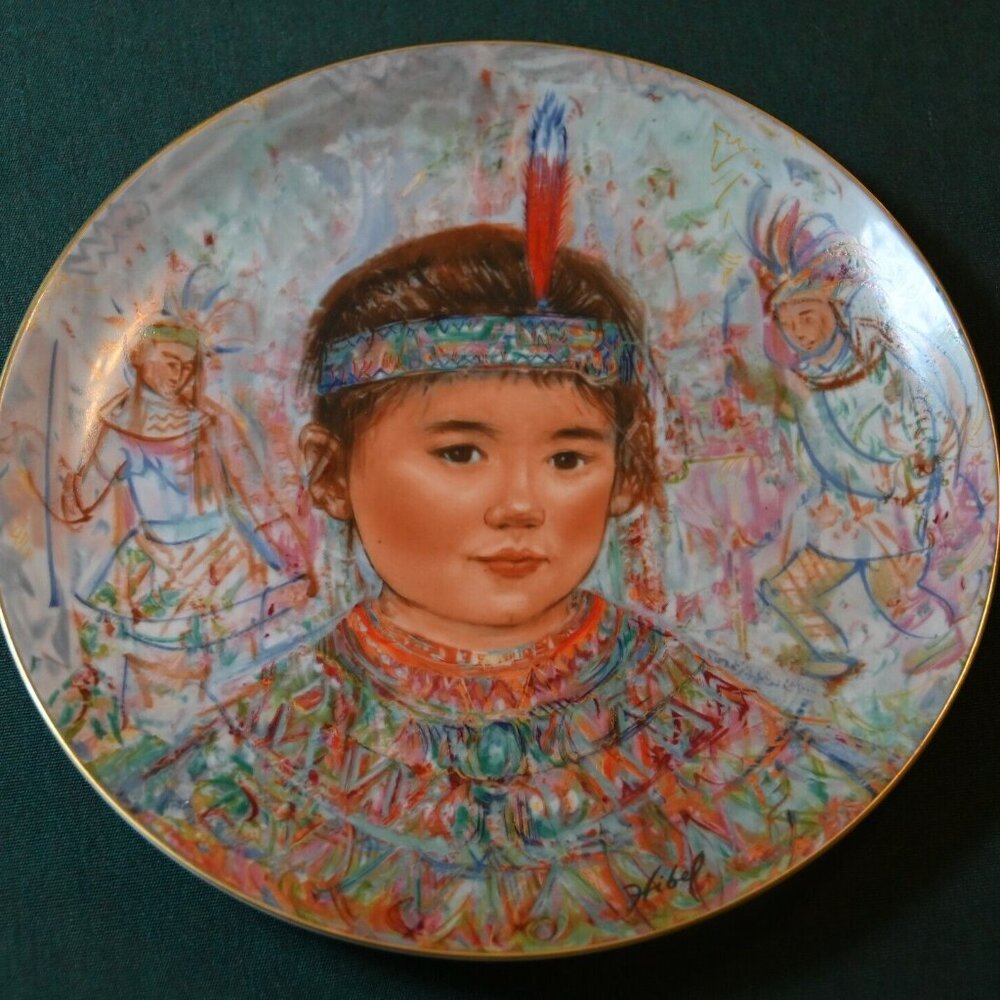 EDNA HIBEL  Hand Painted  "Chief Red Feather " 9.75 inch   Bone China Plate